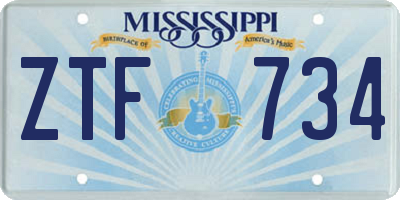 MS license plate ZTF734