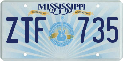 MS license plate ZTF735
