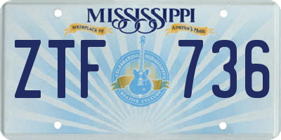 MS license plate ZTF736