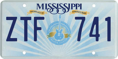 MS license plate ZTF741