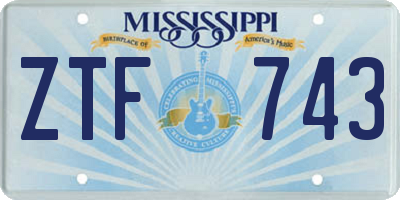 MS license plate ZTF743
