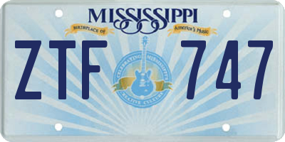 MS license plate ZTF747