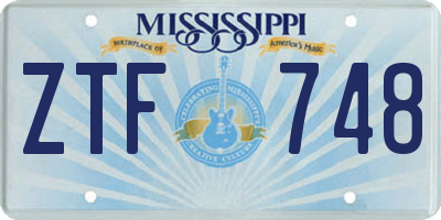 MS license plate ZTF748