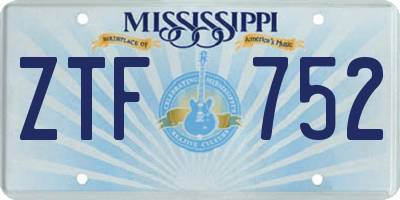 MS license plate ZTF752