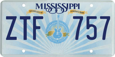 MS license plate ZTF757