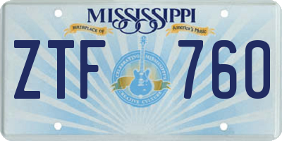MS license plate ZTF760