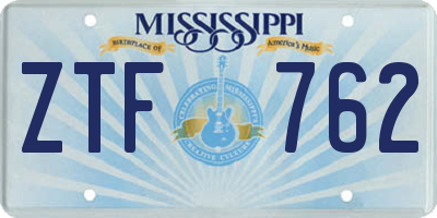 MS license plate ZTF762