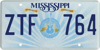 MS license plate ZTF764
