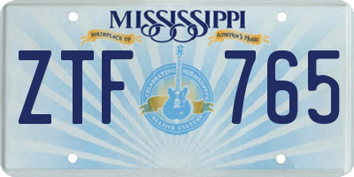 MS license plate ZTF765