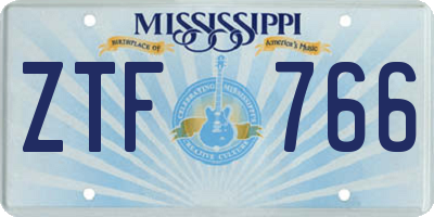 MS license plate ZTF766