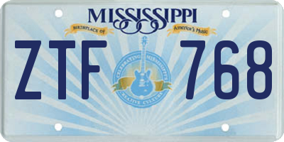 MS license plate ZTF768