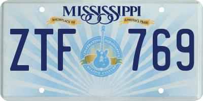 MS license plate ZTF769