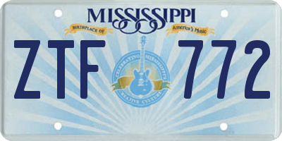 MS license plate ZTF772