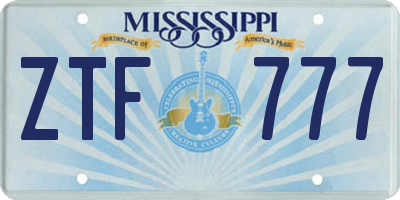 MS license plate ZTF777