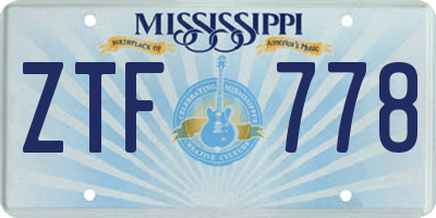 MS license plate ZTF778