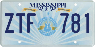 MS license plate ZTF781