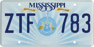 MS license plate ZTF783