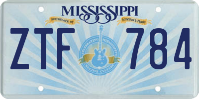 MS license plate ZTF784