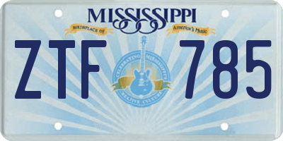 MS license plate ZTF785