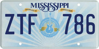 MS license plate ZTF786