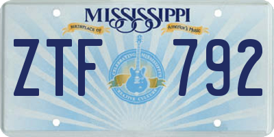 MS license plate ZTF792