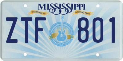 MS license plate ZTF801