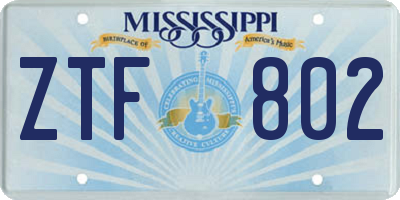 MS license plate ZTF802