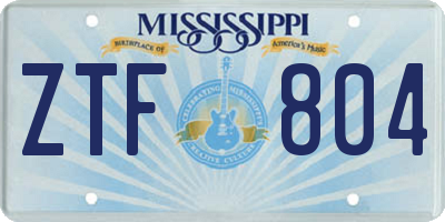 MS license plate ZTF804
