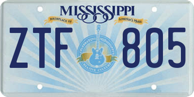 MS license plate ZTF805