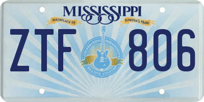 MS license plate ZTF806