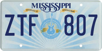 MS license plate ZTF807