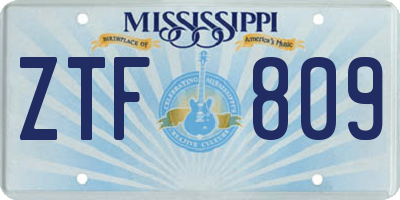MS license plate ZTF809