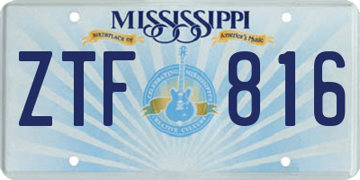 MS license plate ZTF816