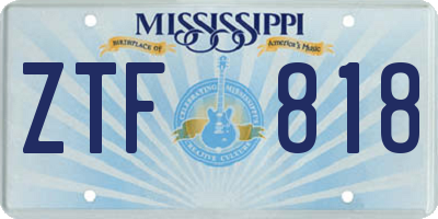MS license plate ZTF818