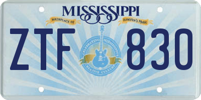 MS license plate ZTF830