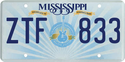 MS license plate ZTF833