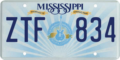 MS license plate ZTF834