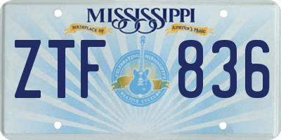MS license plate ZTF836