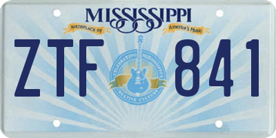 MS license plate ZTF841