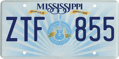 MS license plate ZTF855