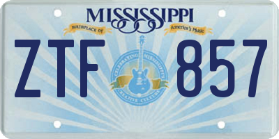 MS license plate ZTF857