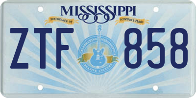 MS license plate ZTF858