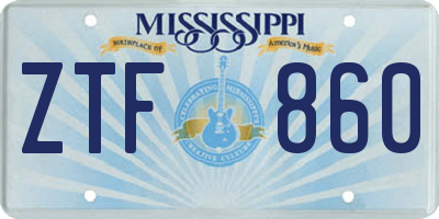 MS license plate ZTF860