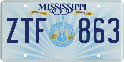 MS license plate ZTF863