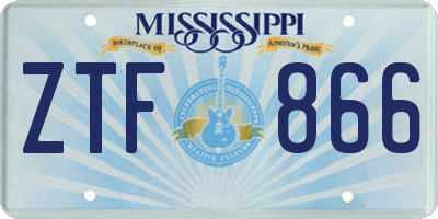 MS license plate ZTF866
