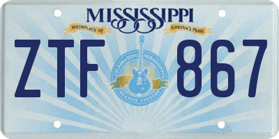 MS license plate ZTF867