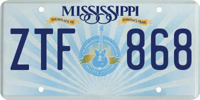 MS license plate ZTF868