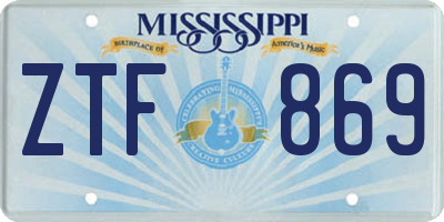 MS license plate ZTF869