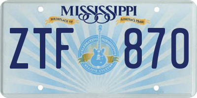 MS license plate ZTF870