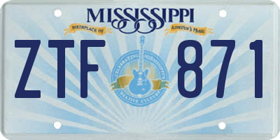 MS license plate ZTF871